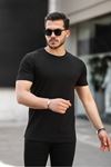 Erkek Slim Fit Baskısız T-Shirt SİYAH