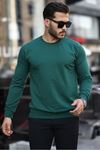 Erkek Kompakt Pamuklu Slim Fit Sweatshirt ZÜMRÜT