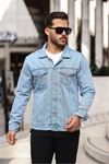 Erkek A Kalite Slim Fit Denim Kot Ceket KAR YIKAMA