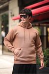 Üç İplik Şardonlu Kanguru Cep Sweatshirt CAMEL