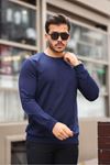 Erkek Kompakt Pamuklu Slim Fit Sweatshirt LACİVERT