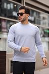 Erkek Kompakt Pamuklu Slim Fit Sweatshirt GRİ