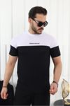 Çift Renk Baskılı T-Shirt SİYAH