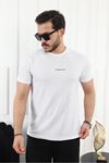 Kendinden Desenli Baskılı T-Shirt BEYAZ