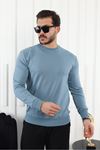 Erkek Kompakt Pamuklu Slim Fit Sweatshirt MAVİ