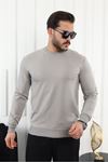 Erkek Kompakt Pamuklu Slim Fit Sweatshirt TOPRAK